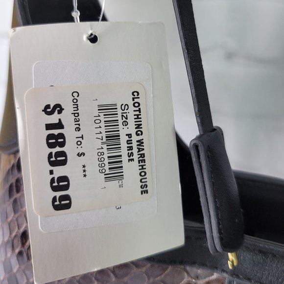 NWT London Fog Brown & Black Snakeskin-Embossed Lilah Hobo - Picture 8 of 11